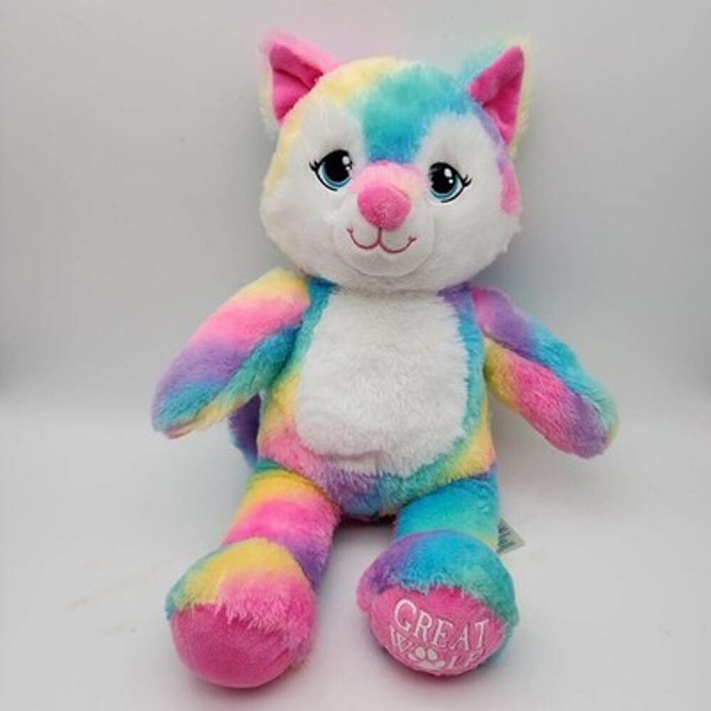 Build A Bear Great Wolf Lodge Rainbow Plush 17" Sherbet BAB Stuffed Animal 2024